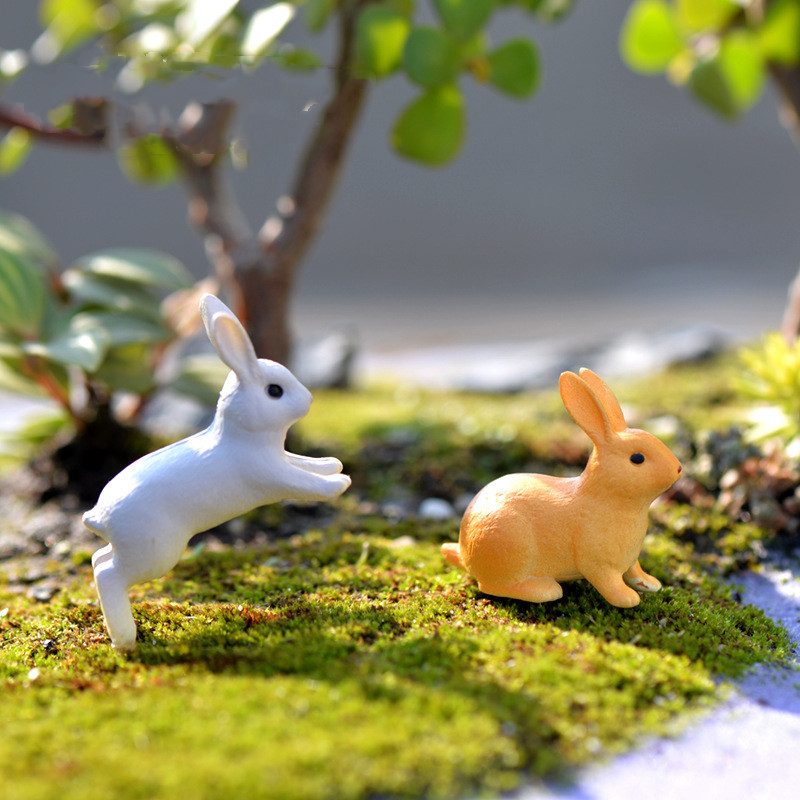 Mini Fairy Garden Animals Cartoon Rabbit Figurine Dolls Pot Bonsai Resin Crafts Accessories Decor Animals Terrariums Fairy Garden Decoration Wholesale Fairy Garden Accessories Supplies Lovely Mini Rabbit Small Kids Toys
